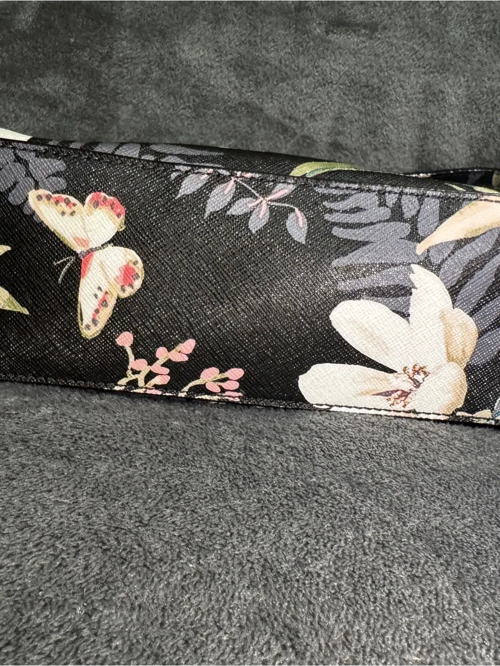 kate spade Black Floral Cosmetic Pouch with Pink and Teal Accents